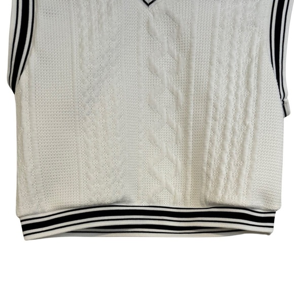 SHEIN White with Black Stripes V-Neck Varsity Cropped Sweater Vest Size 11-12Y☀️ - Picture 5 of 12